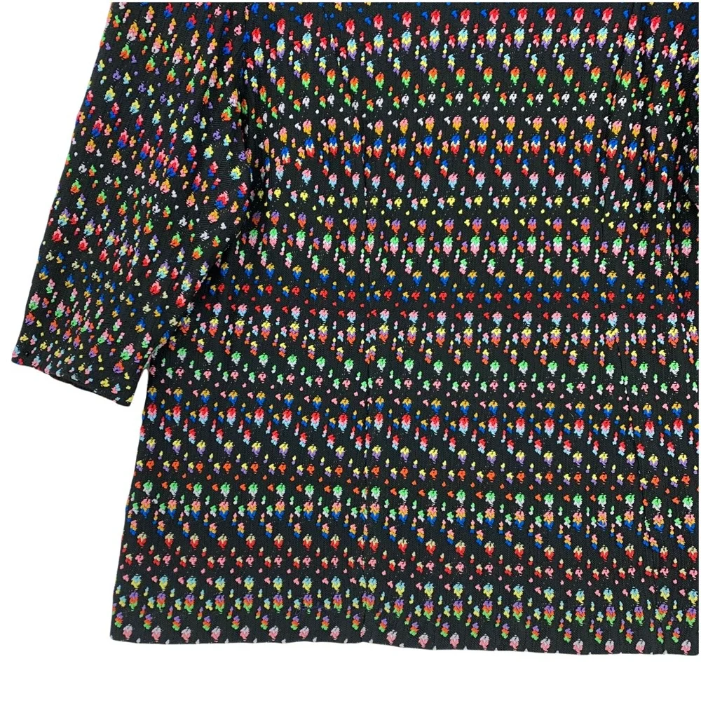 Vintage Handmade Black Zipper Back Shirt with Rainbow Colors Detailing - Picture 3 of 8